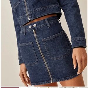 Reformation Anna Patch Pocket Denim Mini Skirt